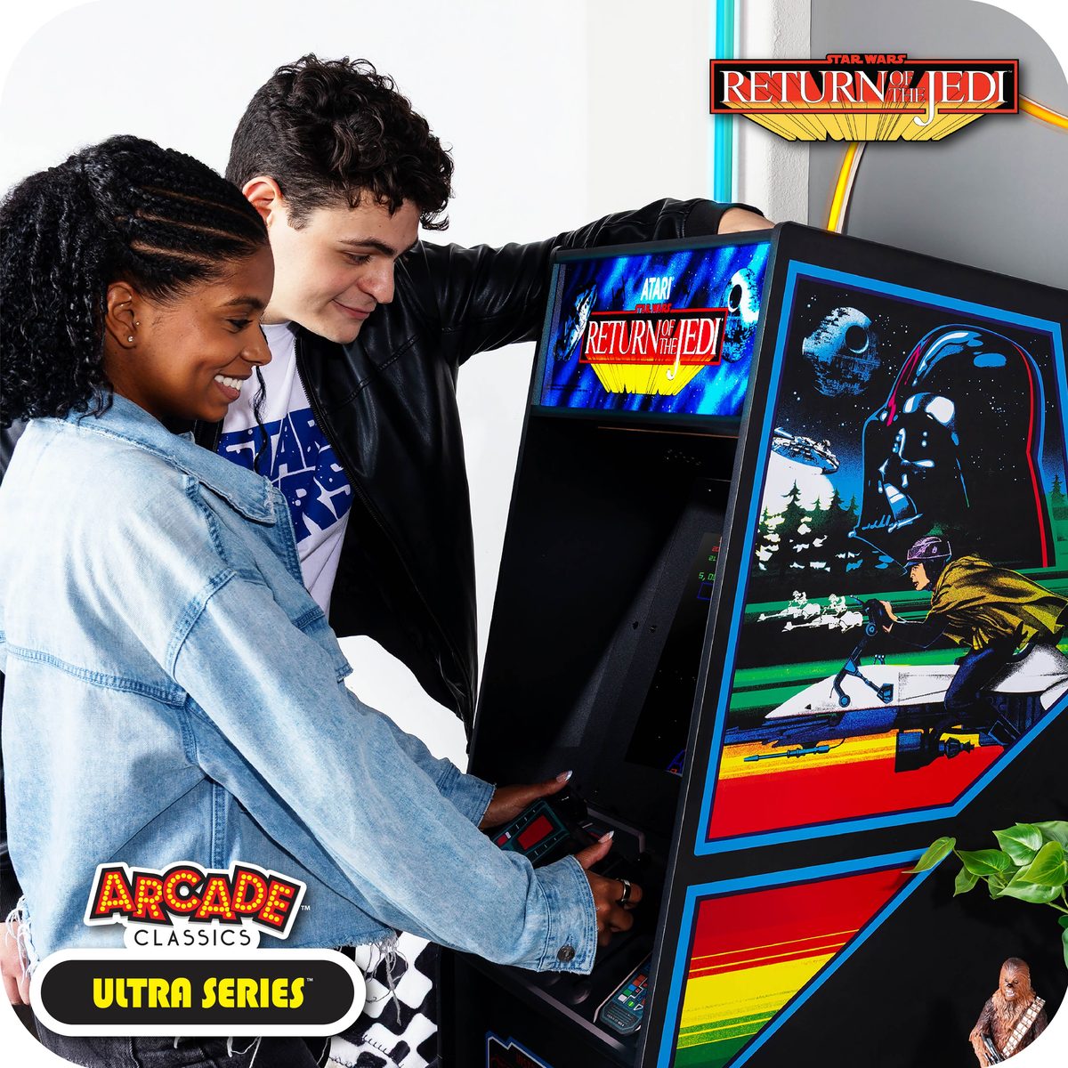 Arcade Classics Star Wars Ultra Series cabinet standing in a games room